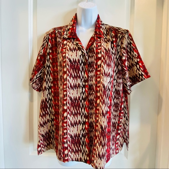 Vintage Button Down African Print Style Blouse M - Picture 3 of 7